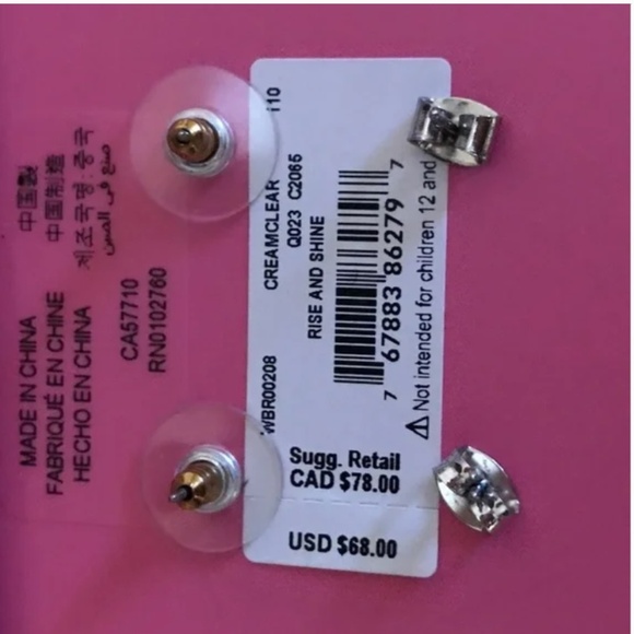 Kate Spade New York Cream/Clear Rise and Shine Earrings New With Tag - Picture 5 of 5
